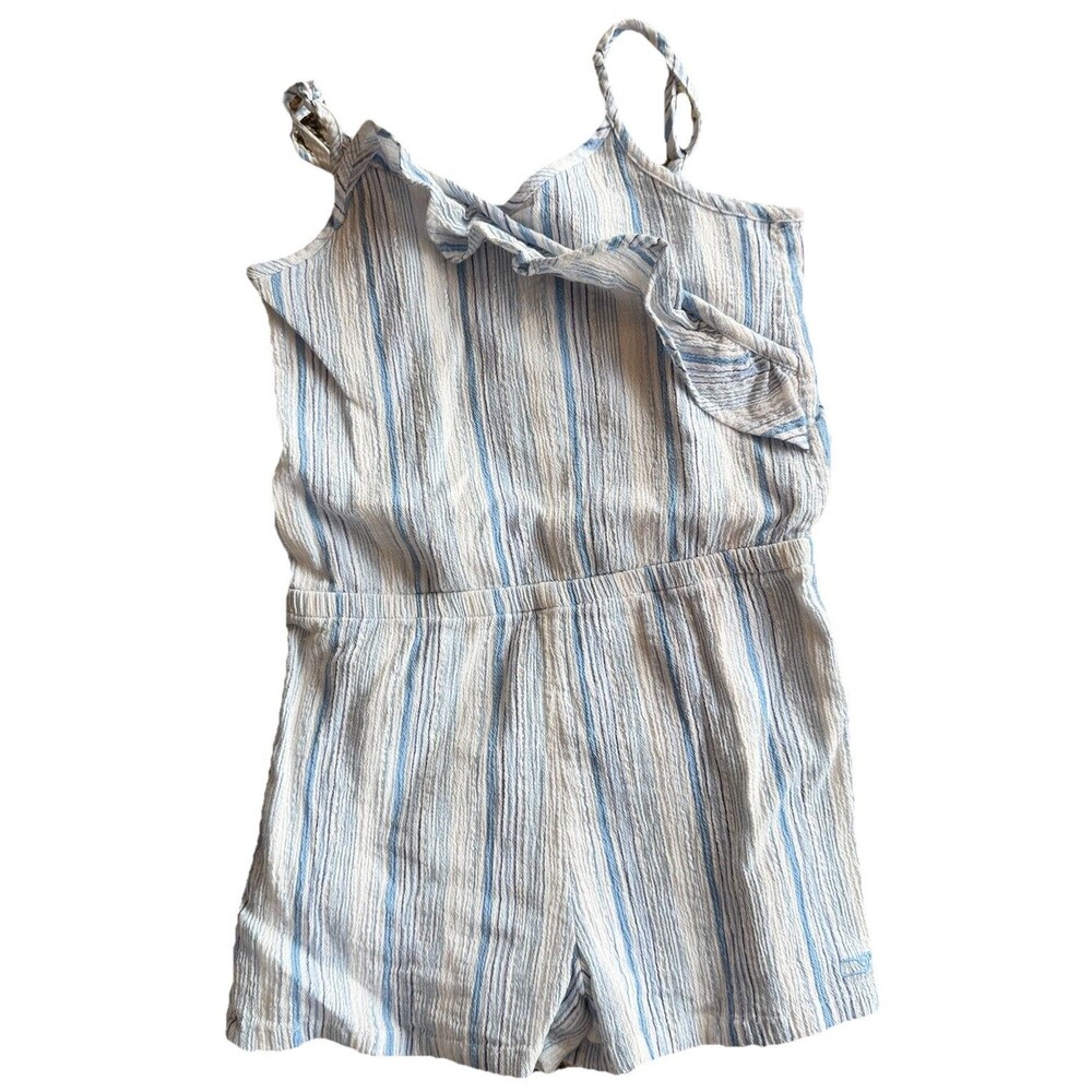 Vineyard Vines Girls Sleeveless Blue Striped Metallic Romper XS (5-6) - EUC